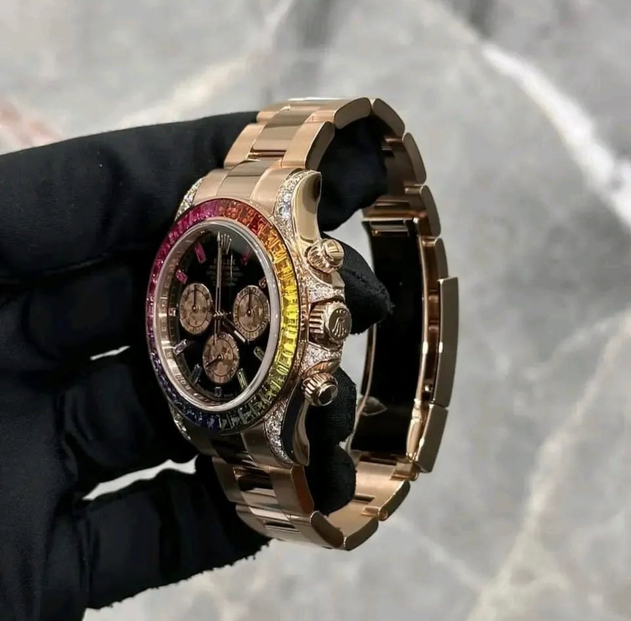 Rolex daytona everose rainbow on sale prezzo