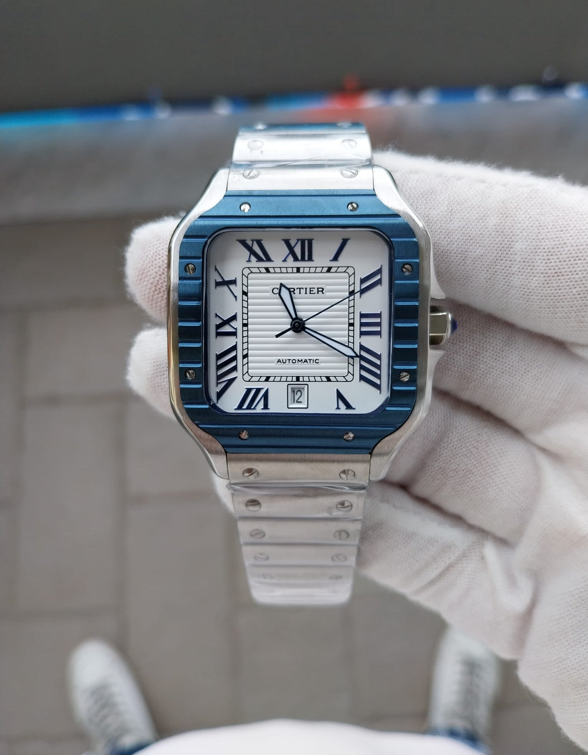 CARTIER SANTOS ACCIAIO & BLU